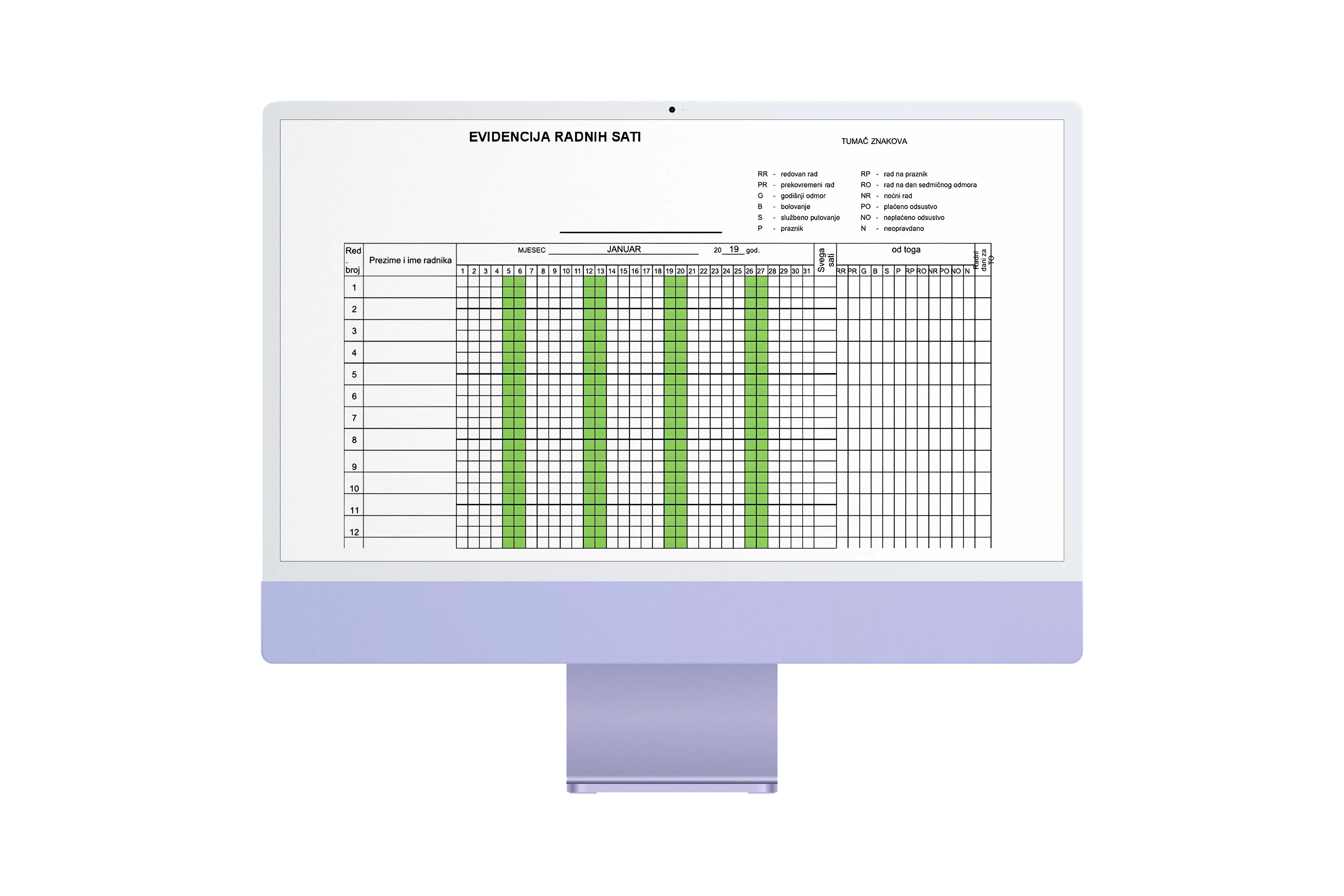 Detaljan log prisustva